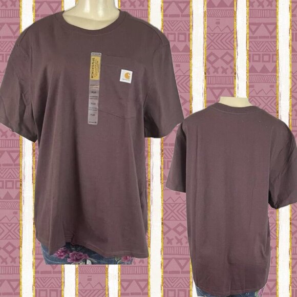 Carhartt +2X Purple Logo Crew Neck Cotton Heavyweight Short Sleeve Pocket Tee - Picture 1 of 6